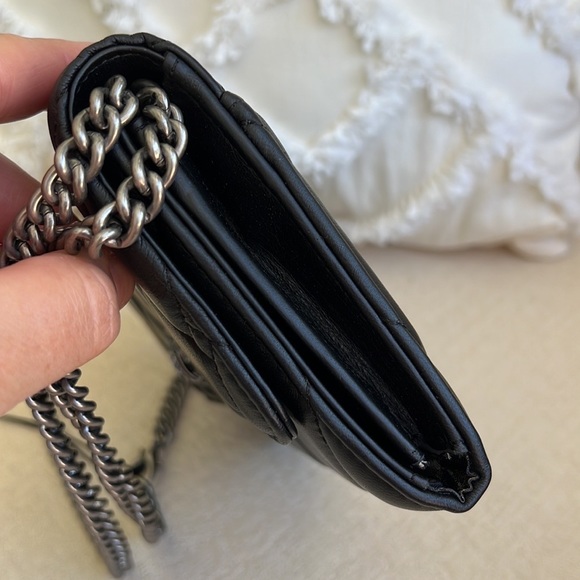 KURT GEIGER LONDON NWT Kensington Leather Wallet on a Chain BLACK - Picture 8 of 17